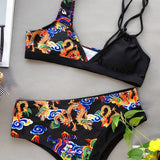 2026 Sexy Bikini Push Up Dragon Print Patchwork High Waist Vintage Swimwear Swimsuit Women Bikinis Set Bathing Suit Beach Bikini