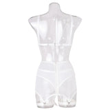 Toucheart Sexy Lingerie for Women Solid Color Mesh See-through Women's Plunge Underwear Suit Sexy Garters Lingerie 4-piece Set