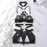 Toucheart Erotic Lingerie Complex Craftsmanship See-through Personalized Body-shaping Sexy Women Underwear Split Four-piece Set