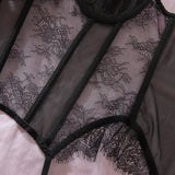 Toucheart Erotic Lingerie Set Women Romantic Tight Fishbone Bra Heavy Industry Lacemesh Hollow Splicing Garter Belt Andstockings