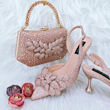 Doershow African fashion Italian Shoes And Bag Sets For Evening Party With Stones green Italian Handbags Match Bags!   HFG1-3