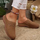 Lightweight Wedge Heel Mules Slippers Women Summer Hollow Out Slides Shoes Woman Plus Size Thick Sole Outdoor Sandals Female