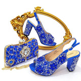 Doershow beautiful Italian Shoes And Bag Sets For Evening Party With Stones Italian Leather Handbags Match Bags! 21-2