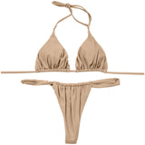 Sexy Bikini Set Two Piece Swimsuit Bikini Set Push Up Bra Solid Thong Women Swimwear Beachwear Bathing Suit Traje De BañO 2024