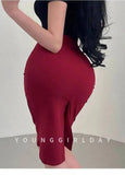 Korean Pure Desire Style Sexy OL High Waist Back Slit Mid Length Skirt Belt School Girl Uniform Fashion Women Mini Skirts UJR8