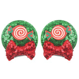 Christmas 2.8"Mouse Ears Hair Clips For Children Sequins Bow Hairpins Girls Festival Party DIY Hair Accessories