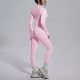 Women's Seamless Yoga Sets Sports Fitness Zipper Long-Sleeve Jacket Slim-fit Hip Lift Pants Suits Workout Training Gym Sets