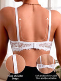 Women Floral Lace Push Up Bra Thin Breathable Full Coverage Brassiere Elegant Mesh Lace Lift Support Underwire Sexy Lingerie