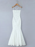 Backless Lace Up Trumpet White Party Dress Vestidos Para Mujer Sexy New in Long Dresses 2025 Spring Summer Elegant Sundress