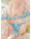 Toucheart Adult Sexy Lingerie Set Low-Cut Breast-Exposing Lace Embroidery See-Through Sexy Open-Back No-Removal Wear Underwear