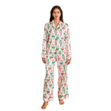 Women Christmas Pajamas Set Bow/Santa/Tree Print Long Sleeve Shirts Tops and Pants Sleepwear 2 Pieces Loungewear Suits