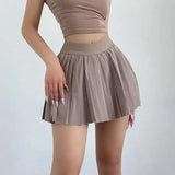 Preppy WOMENGAGA American Style Style High Waisted Slim Pleated Skirt For Women's Summer Ballet Skirt Fashion Women QI9Y
