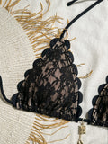 Sexy Black Lace Micro Bikini 2026 Women Metal Ornament Ruffles Push Up Bra Thong Swimwear Summer Bathing Suit Holiday Swimsuit