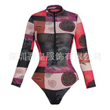 One Piece Sun Protection Swimwear 2026 Women Long Sleeved Print Swimsuit Female Sports Bather Swimming Bodysuit Beach With Pants