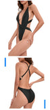 New Sexy One Piece Swimsuit Swimwear Women Black Deep V-neck Bandage Cross Backless Beachwear Bathing Suit Banadores Mujer 2026