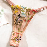 Sexy Floral Fancy Lingerie Lace Embroidery Fairy Seamless Tulle Underwear See Through Exotic Sets for Women Fahion Bilizna Set