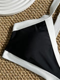 Sexy Red Contrast Bikini Set 2026 Women Halter Push Up Bra Pleate Thong Swimsuit Brazilian Beach Bathing Suit Holiday Swimwear