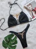 Extreme Mini Micro String Diamond Bikini Women Swimsuit Female Triangle Swimwear Two Pieces Bikini Set Halter Bathing Suit Swim