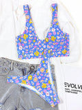 Bikini 2026 Sexy Swimwear Swimsuit Women Push Up Small Floral Blue Bikinis Set Bathing Suit Beach Bikini Female Banadores Mujer