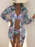 3 Pieces Push Up Bikinis 2026 Women With Kimono Beach Printed Swimsuit Sexy Swimwear Female Bathers Bathing Swimming Swim Suit
