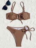 S - XL Asymmetric Wrinkled Hollow Out Bikini Women Swimwear Female Swimsuit Two-pieces Bikini Set Bather Bathing Suit Swim Lady