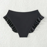 Women Swimming Trunks High-Waisted Ruffle Trim Bikini Bottoms with Tummy Control Quick-Drying Swimwear Beachwear