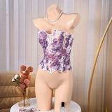 Toucheart Hot Girl Suspender Sexy Top with Fishbone Corset Intimate Hollow See-through Lace Classic Romantic Retro Palace Corset