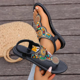 Bohemia Style Flat Heel Sandals for Women Fashion Bead Clip Toe Beach Sandles Woman Plus Size 43 Lightweight Gladiator Sandalias