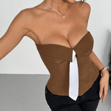 Spring Summer Women's Tank Top 2026 New Sexy Strapless Crop Top Fashion American Style Fishbone Corset Lady Night Club Camisole