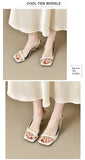 2026 New Women's Summer New Fashion Square Toe Simple Solid Color Sandals Outdoor Open Toe Casual Banquet Party Women's Sandals