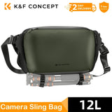 K&F Concept 12L/10L Camera Sling Bag Waterproof Travel Photography Shoulder Bag For Canon Sony DSLR Camera Case Tripod Holder