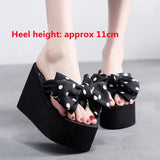 Summer Slippers Women Wedges Sandals Super High Heels Ladies Fashion Flip Flops Cute Bowknot Female Party Shoes Plus Size Slides