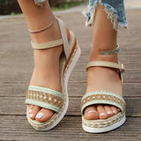Zoki Plus Size Ankle Buckle Wedge Sandals for Women 2025 Summer Non Slip Beach Shoes Woman Lightweight Platform Sandles Female