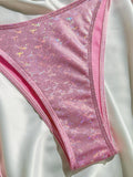 Sparkling Glitter Halter Bow Bikini Female Swimsuit Women Swimwear Two-pieces Bikini Set High Cut Bather Bathing Suit Swim Lady