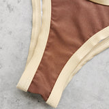 Sexy Coffee Patchwork Bikini Set 2026 Women Halter Push Up Bra Thong Swimsuit Brazilian Bathers Bathing Suit Micro Swimwear