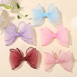 BABY BOWS 2Pcs/lot 4.3inch Big Bows Double Layer Yarn Hair Clips Kids Hair Bangs Accessories Girls Fashion Dress Up Headdress