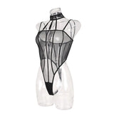 Toucheart Erotic Bodysuit Net Clothes Halter Lace See-through Skinny Backless Sissy Premium HotSeductive Women Coquette Bodysuit