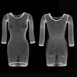 1PC Women Sexy Fishnet Beach Cover Up Long Sleeves Hollow Out Bodycon Dress See Through Summer Swimwear