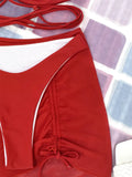 3 Pieces Criss Cross Halter Bikini 2026 Women & Beach Skirt Swimwear Female Sexy Swimsuit Beachwear Bathing Swimming Suit