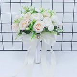 White Rose Wedding Bouquet – Handmade Silk Bridal Flowers