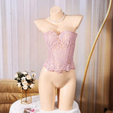 Toucheart Hot Girl Suspender Sexy Top with Fishbone Corset Intimate Hollow See-through Lace Classic Romantic Retro Palace Corset