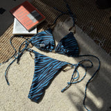 Zebra Print Micro Bikinis Sets Two Pieces Women Halter Metal Ring Swimsuit Brazilian Summer Bathing Suit Swimwear Swimming Suit