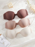 3PCS Seamless Women Push Up Bra Basic Underwire Bras Supportive and Comfortable Solid Strapless Women's Bras