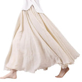 Maxi Skirt Double Layer Women Skirt A-Line Loose Fit Elastic Waist Solid Color Design Flowy Skirt Spring Summer Casual Wear