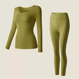 Spring & Autumn Skin-Friendly Top Set Ultra-Thin Seamless Nude Feel High Stretch Long Sleeve Thermal Underwear Women's Base Laye
