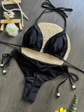 New Solid Color Bikini Set 2026 Women's Swimsuit Hanging Neck Rope Split Swimsuit 2-piece Set Summer Beachwear