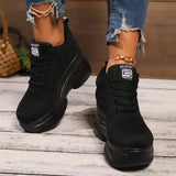 Breathable Mesh Wedges Sneakers for Women Comfortable Lace Up Chunky Platform Sport Shoes Woman Knitted Non Slip Walking Shoes