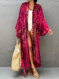 New 10 Colors Printed Long Sleeve With Belt Tunic Beach Cover Up Cover-ups Beach Dress Beach Wear Beachwear Female Women V4521