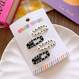 New polka dot hair clip black and white color clip girl versatile bangs clip hair accessory for short hair