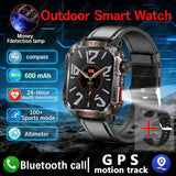 2026 New LED flashlight Military Smart Watch Men IP68 GPS Outdoor Sports Fitness Tracker Health Monitor 2.01" BT Call Smartwatch